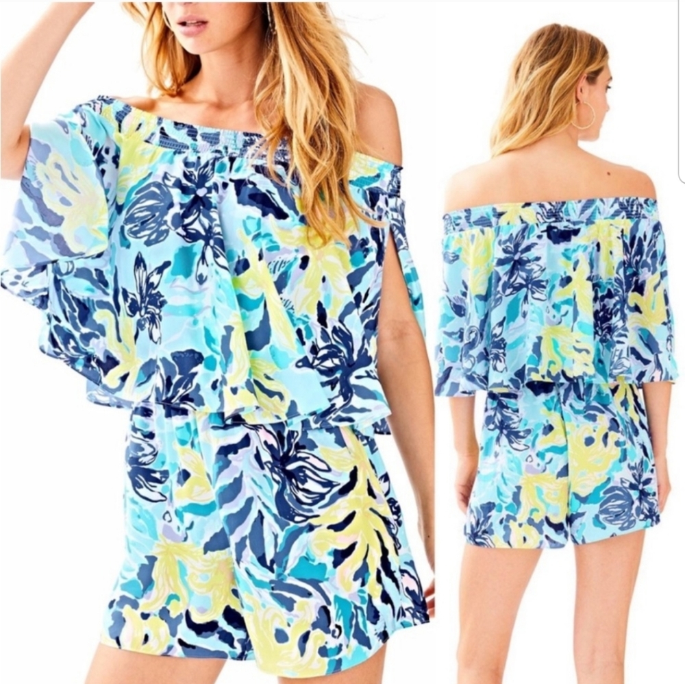 Lilly Pulitzer Arbelle Off The Shoulder Romper Size S - Picture 12 of 13